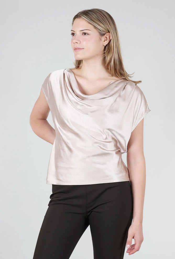 Mystree Sateen Cowl Top, Champagne 