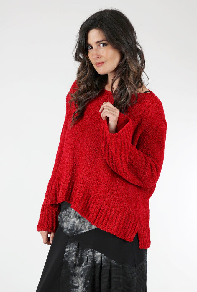 B&K Moda Bell Sleeve Slouch Sweater, Red One Size Red