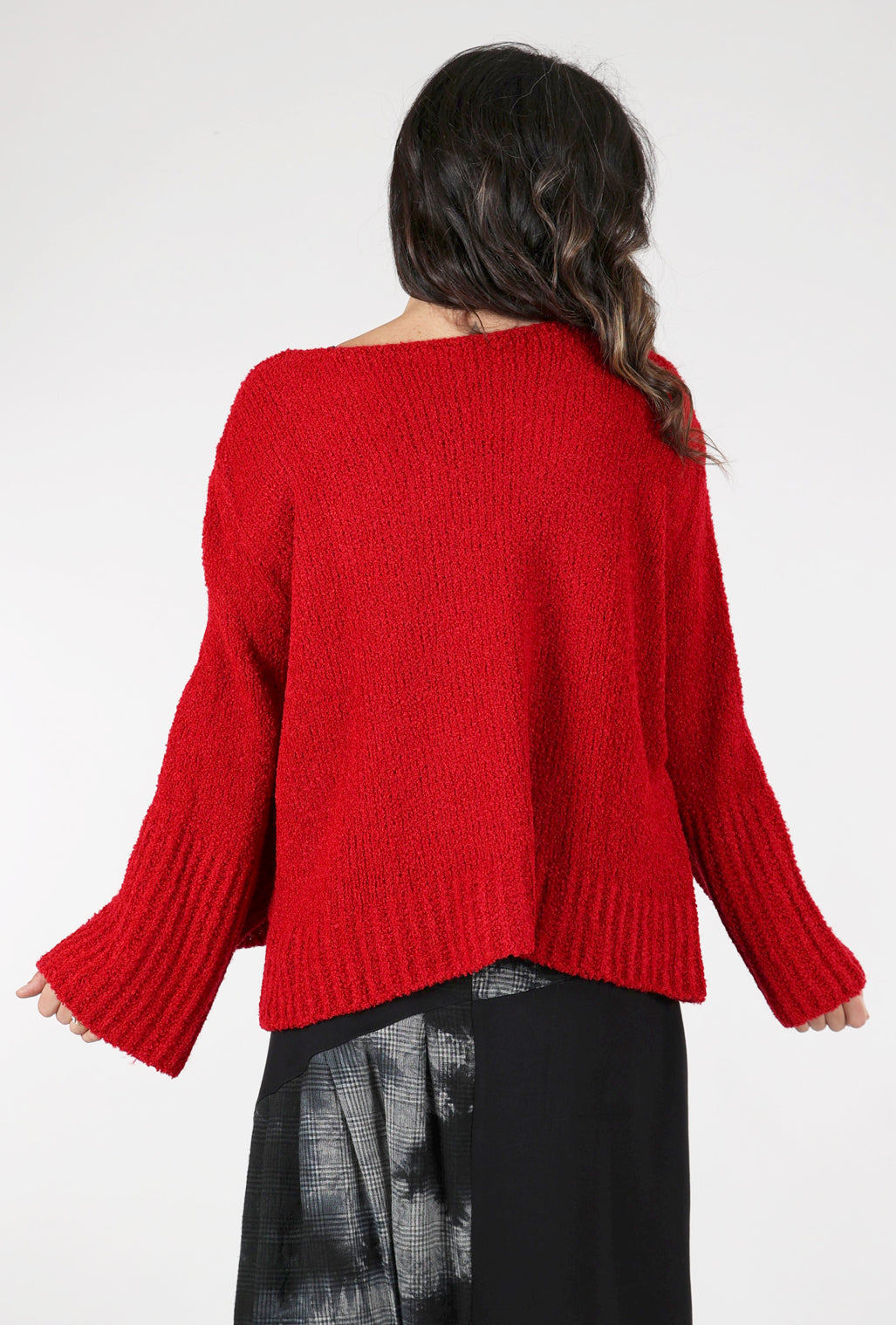 B&K Moda Bell Sleeve Slouch Sweater, Red One Size Red