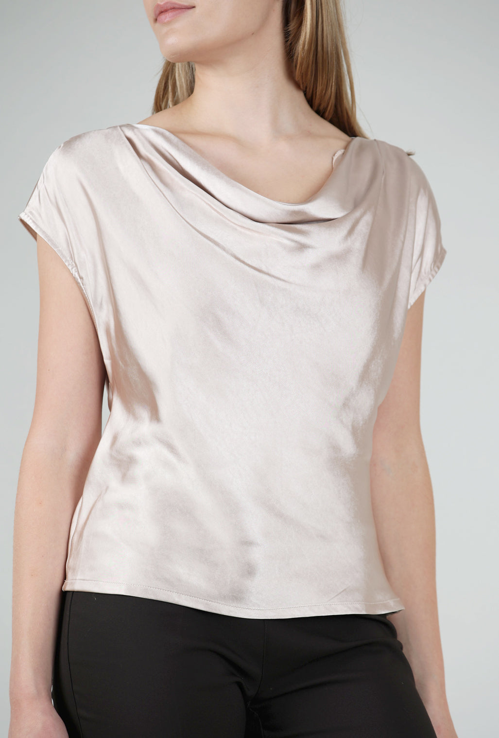 Mystree Sateen Cowl Top, Champagne 