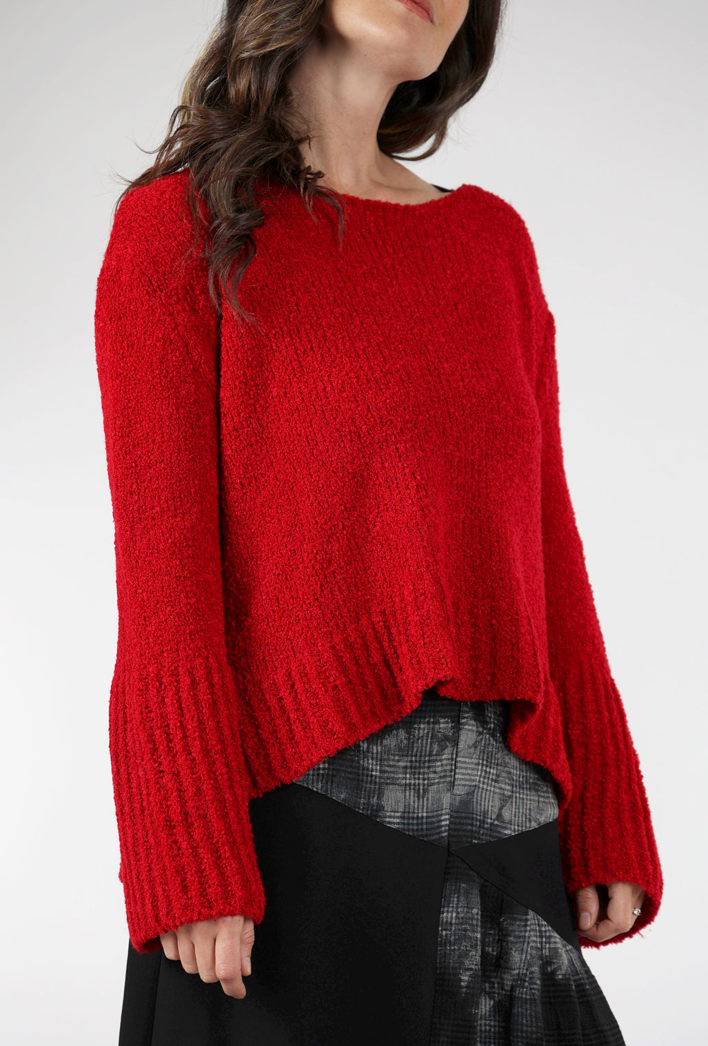 B&K Moda Bell Sleeve Slouch Sweater, Red One Size Red