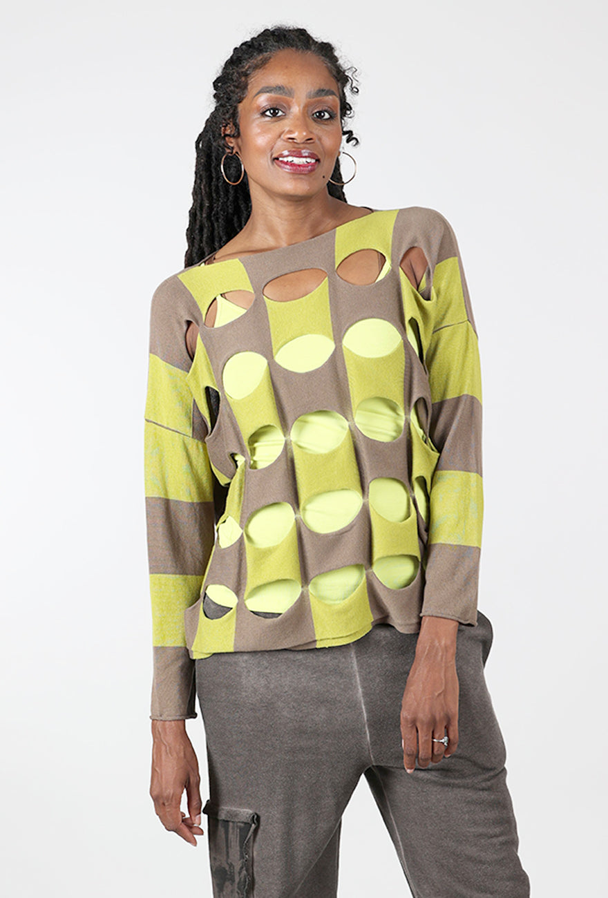 Two Tone Ovals Sweater, Turtle/Pea