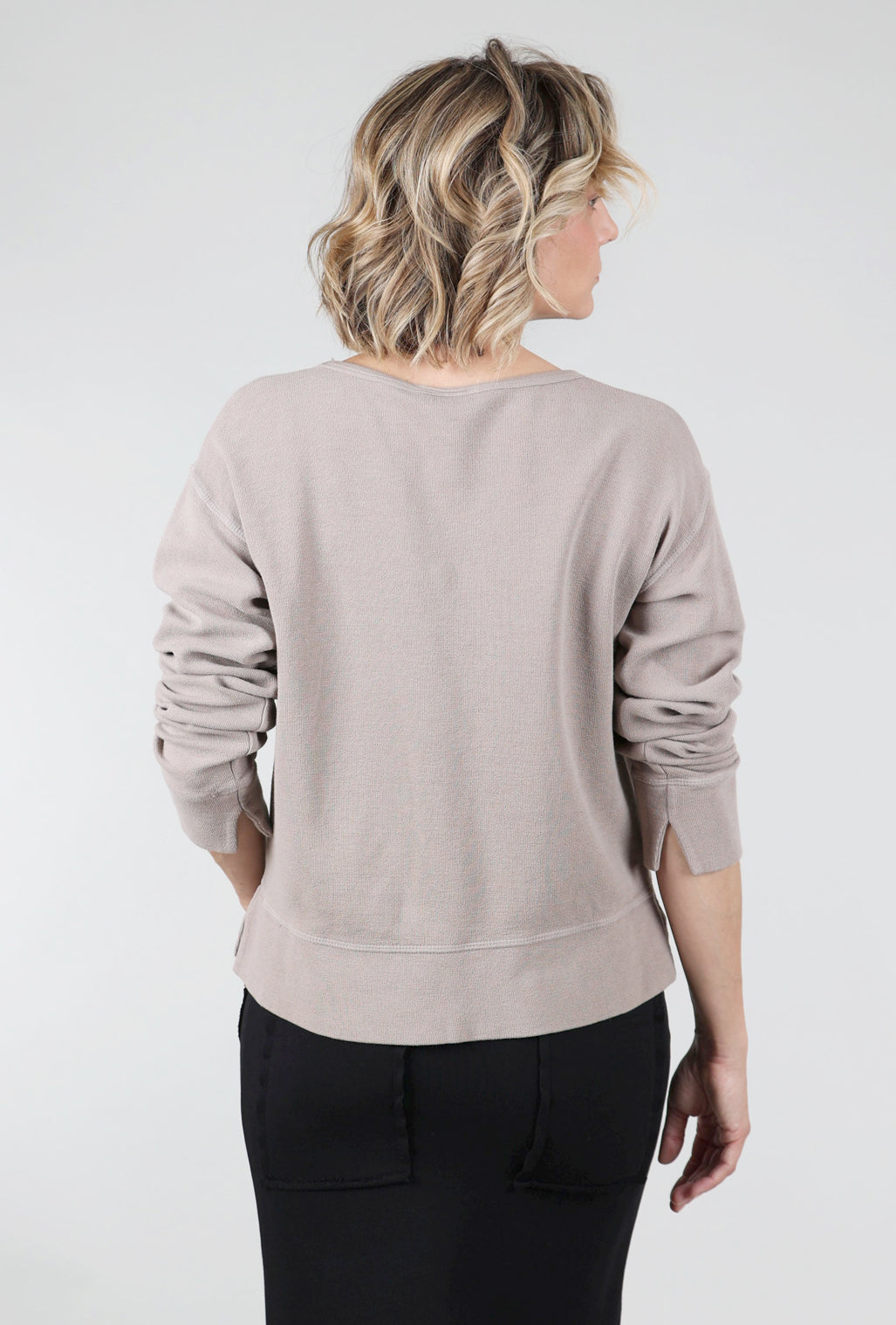 Prairie Cotton Relaxed Crewneck Pullover, Cement 