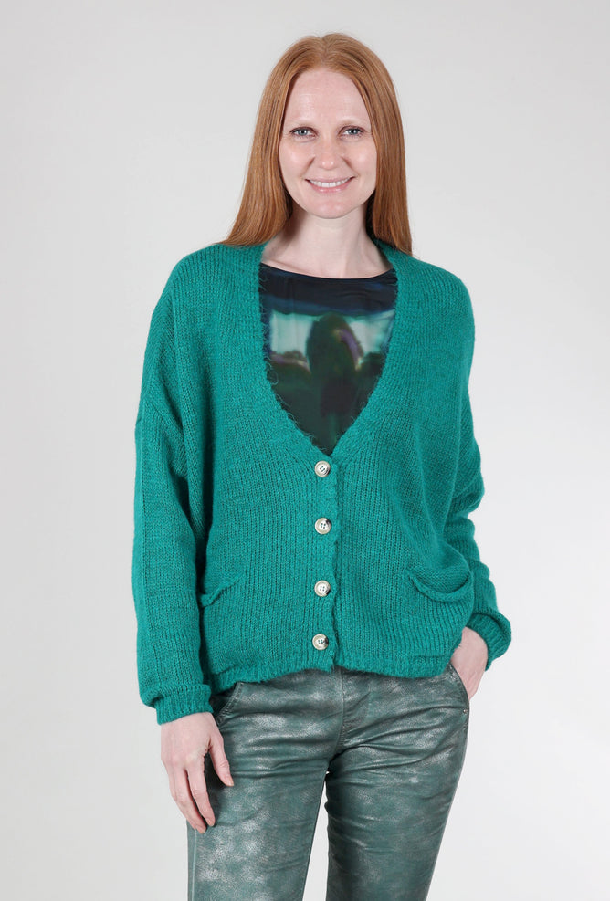 Alembika Cozy Grandpa Cardie, Turquoise 