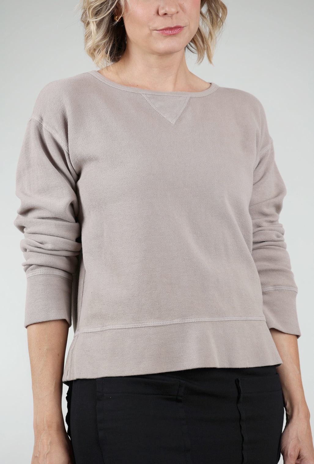 Prairie Cotton Relaxed Crewneck Pullover, Cement 