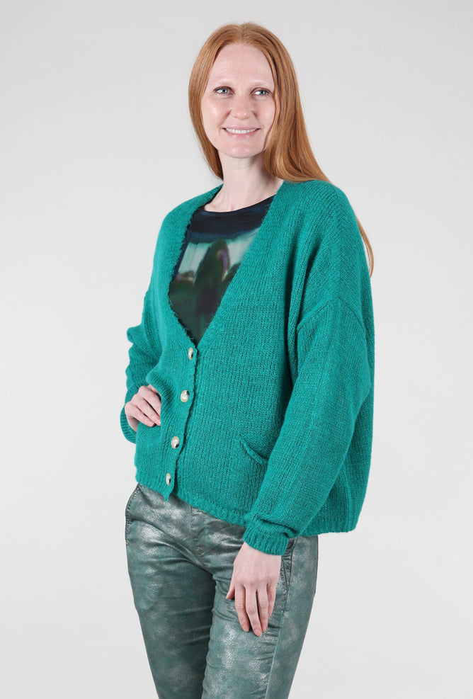 Alembika Cozy Grandpa Cardie, Turquoise 