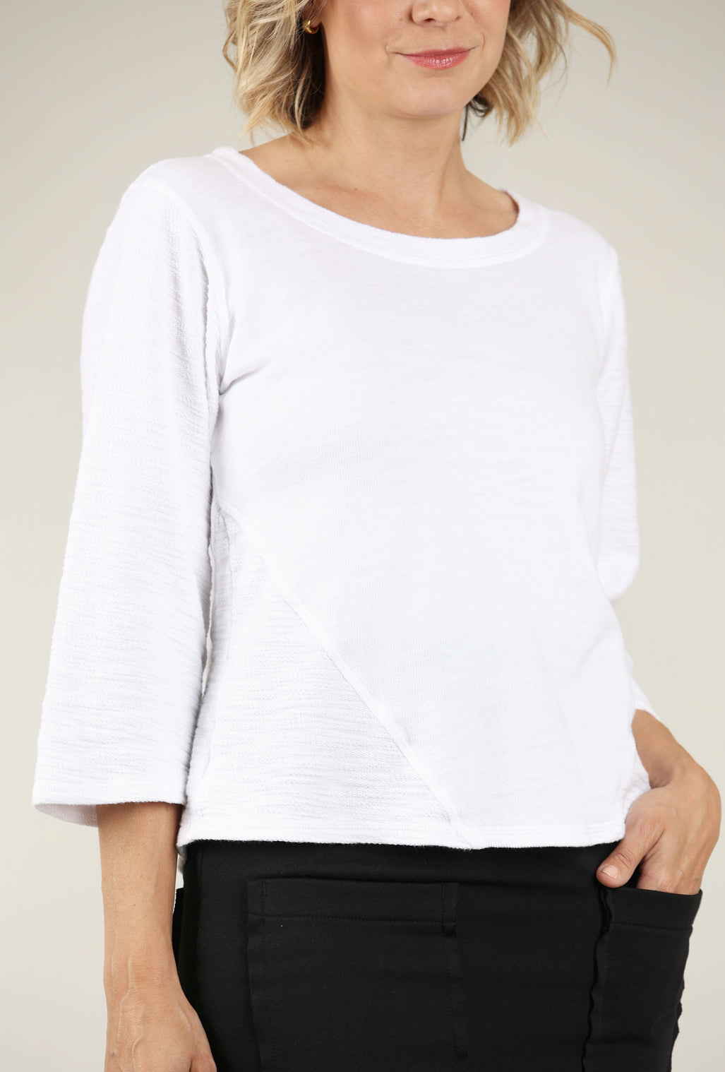 Prairie Cotton Contrast Flip Top, White 