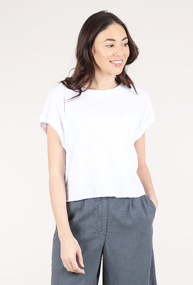Mododoc Short Dolman Step-Hem Tee, White Halo 