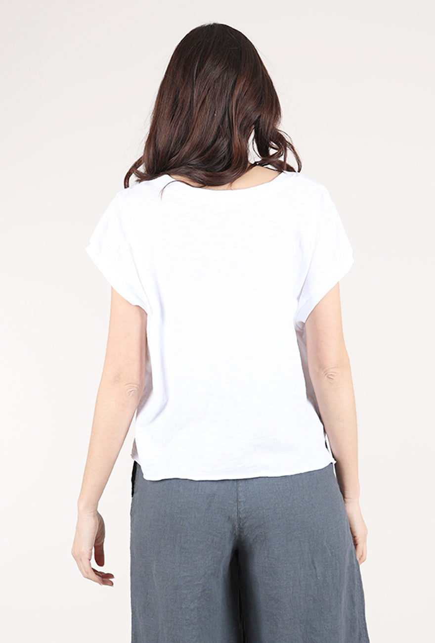 Mododoc Short Dolman Step-Hem Tee, White Halo 