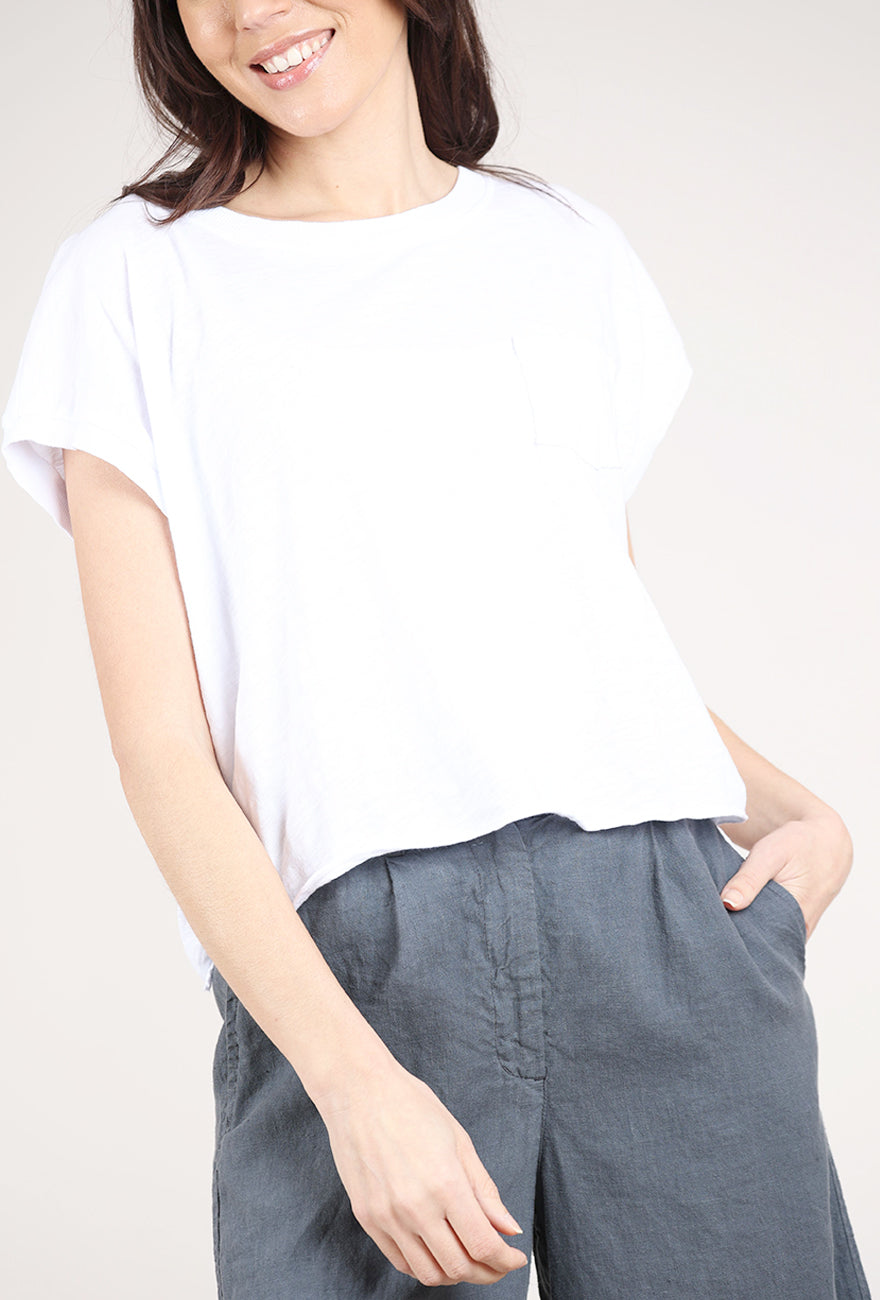 Mododoc Short Dolman Step-Hem Tee, White Halo 