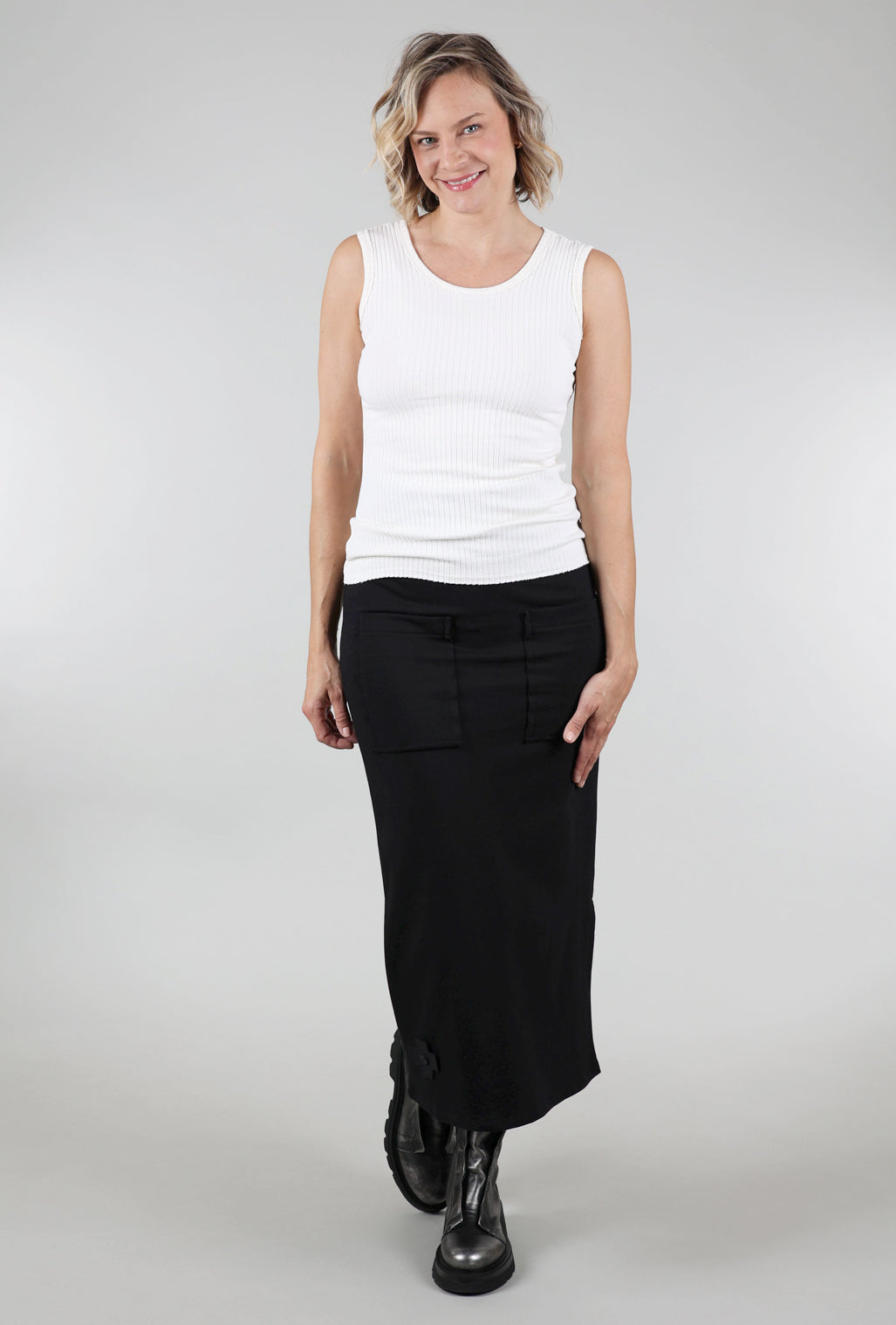 Prairie Cotton Fitted Ribbed Tank, Ivory 