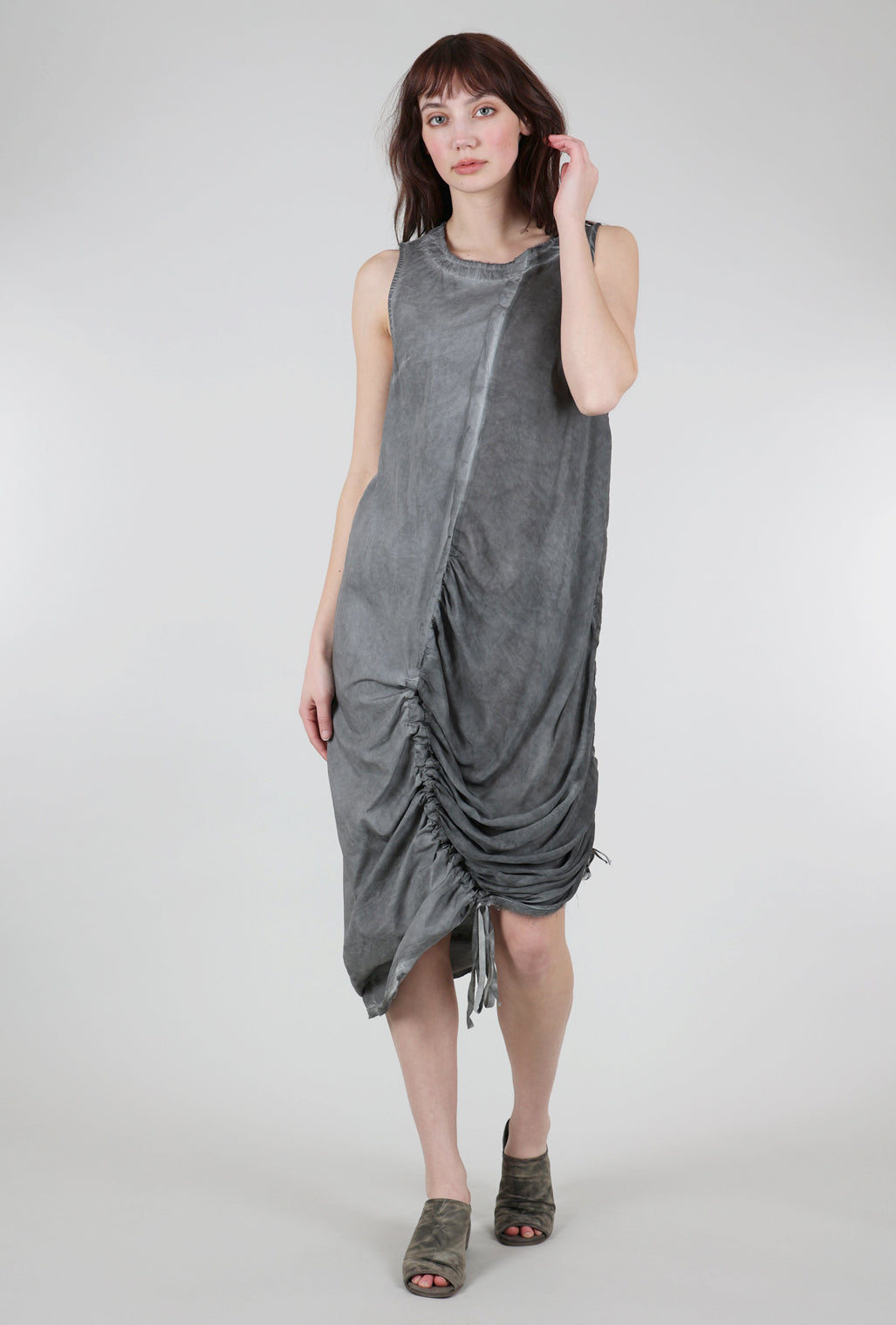 Sanctamuerte Ruched Column Dress, Gray Storm 