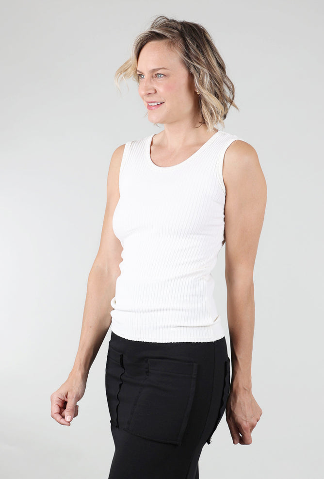 Prairie Cotton Fitted Ribbed Tank, Ivory 