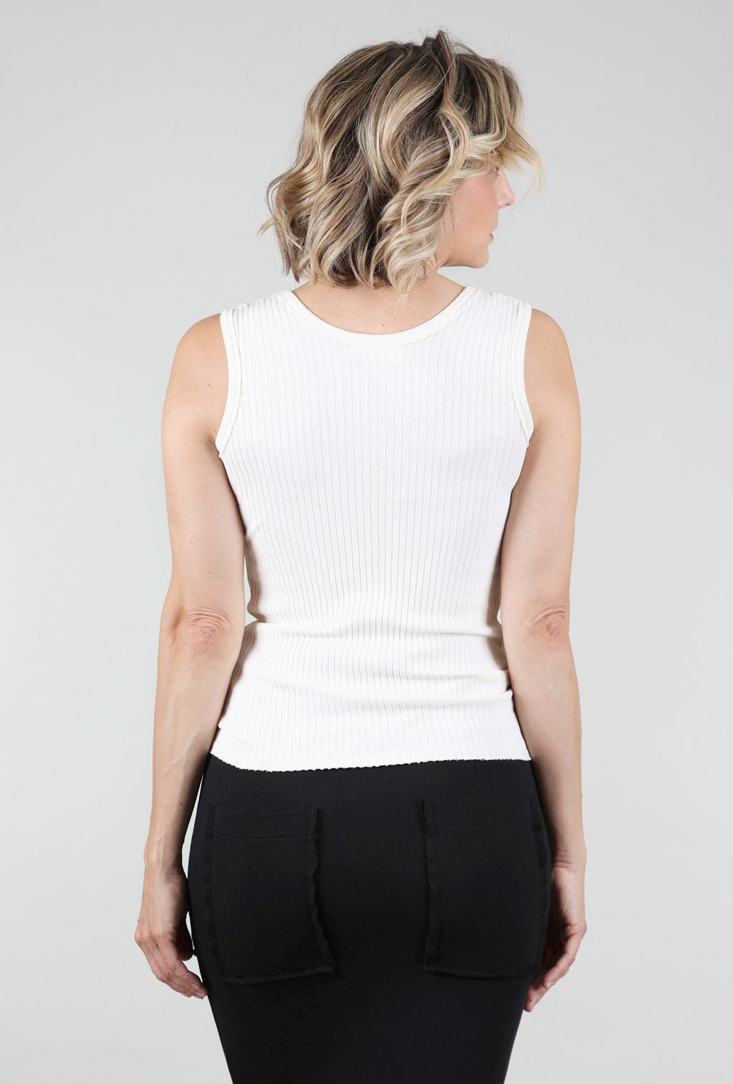 Prairie Cotton Fitted Ribbed Tank, Ivory 