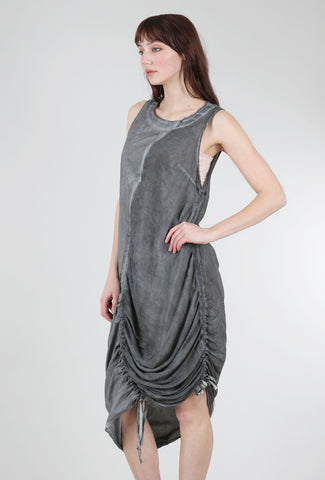 Sanctamuerte Ruched Column Dress, Gray Storm 