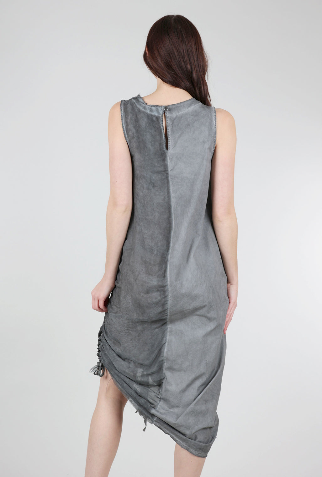 Sanctamuerte Ruched Column Dress, Gray Storm 