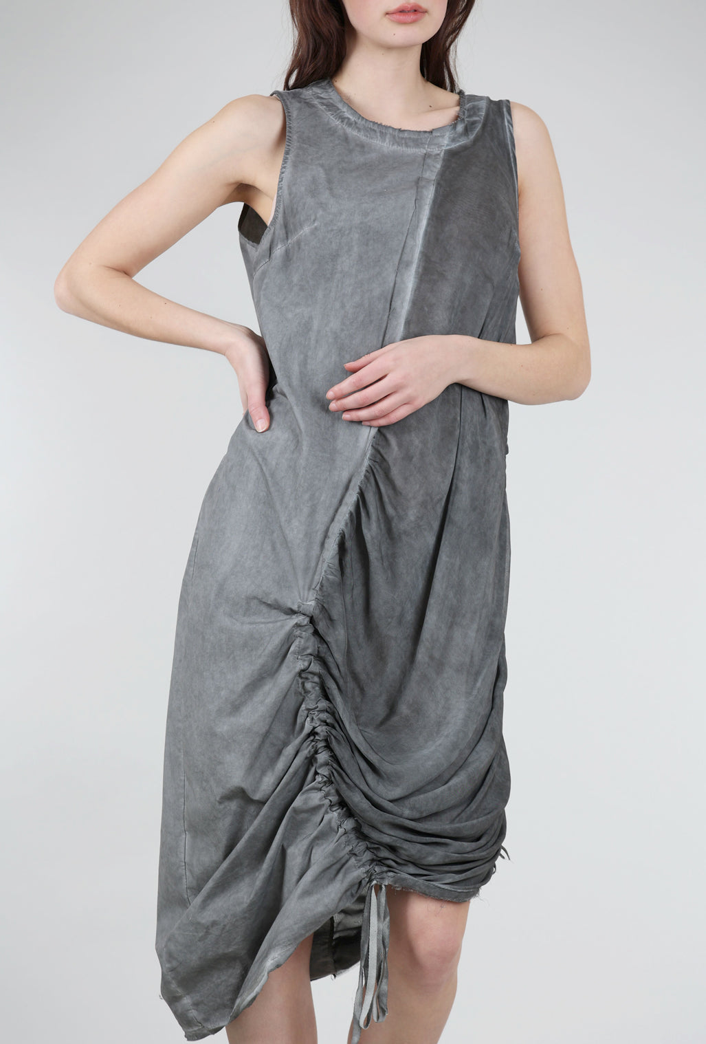 Sanctamuerte Ruched Column Dress, Gray Storm 