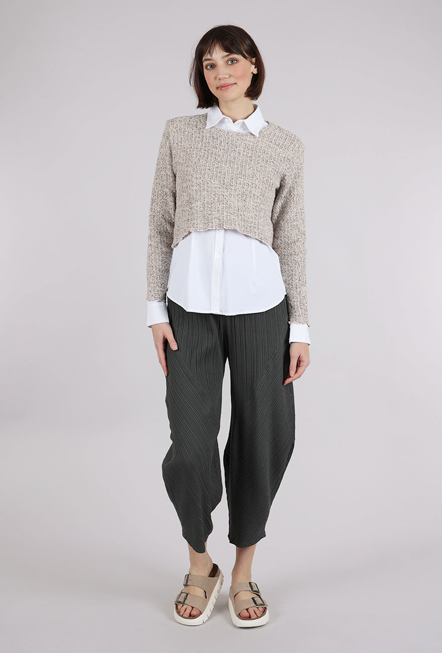 Cut Loose Texture Knit Curve Crop Sweater, Pearly 