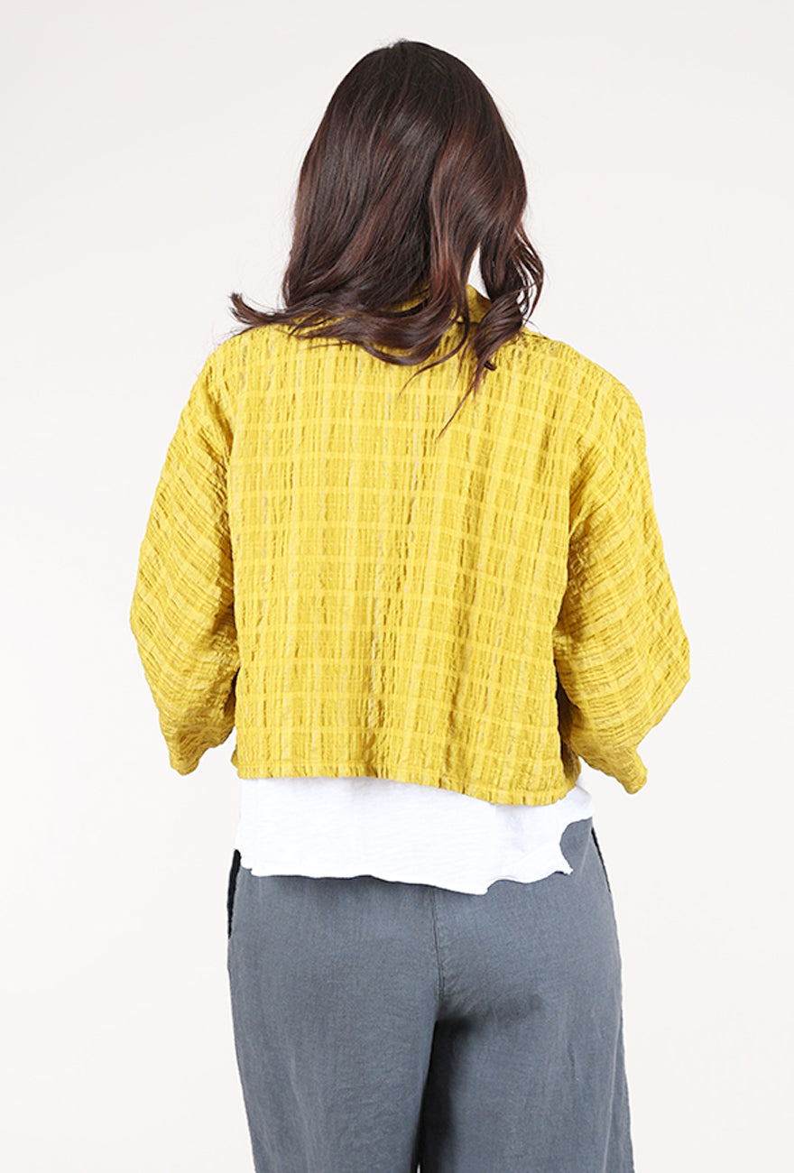 Eleven Stitch Windowpane Shrug, Mustard 