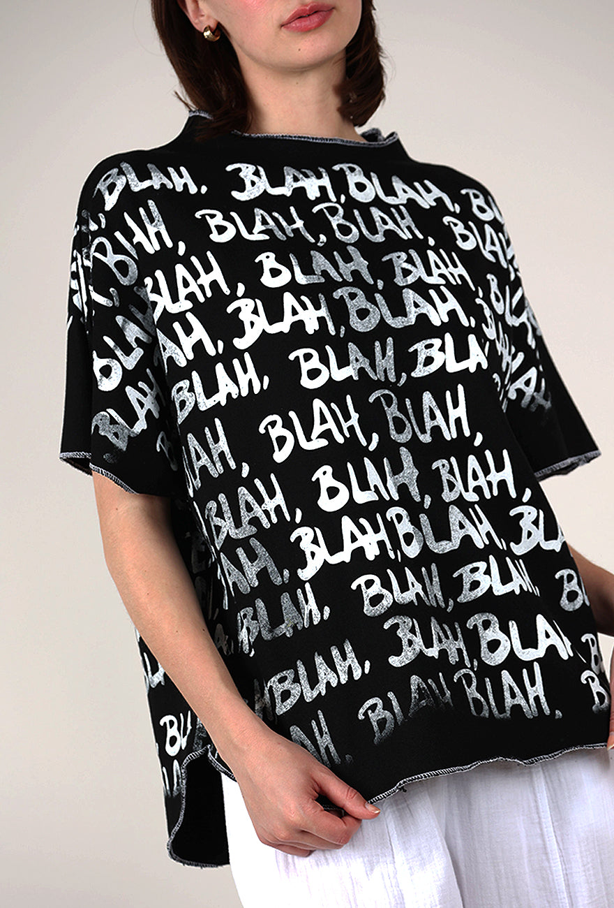 Paper Temples S/S Blah Blah Sweatshirt, Black/White 