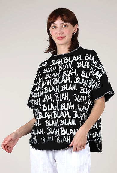 Paper Temples S/S Blah Blah Sweatshirt, Black/White 
