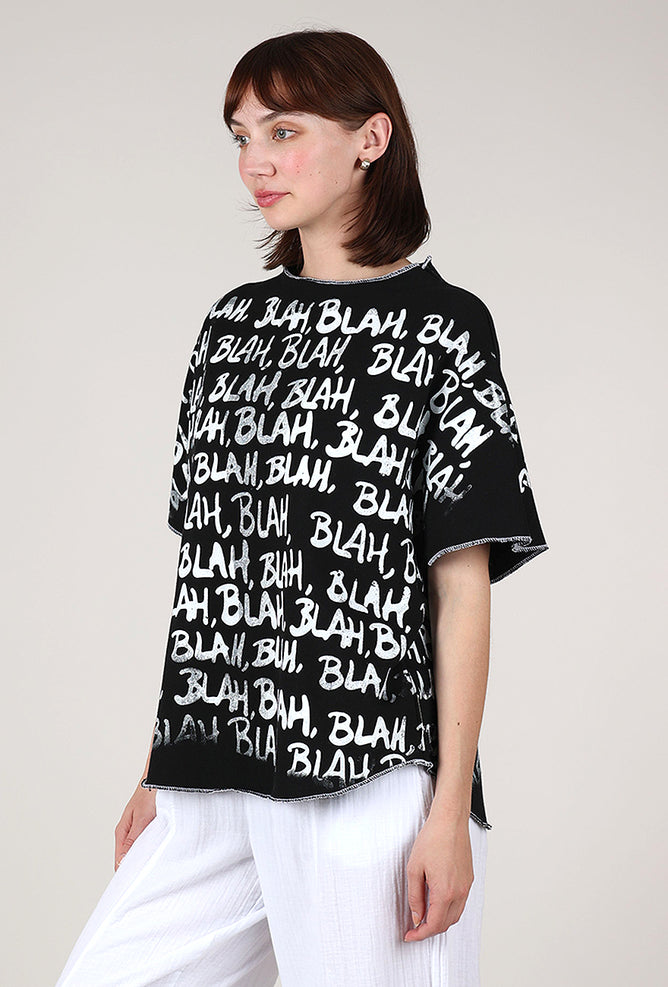 Paper Temples S/S Blah Blah Sweatshirt, Black/White 
