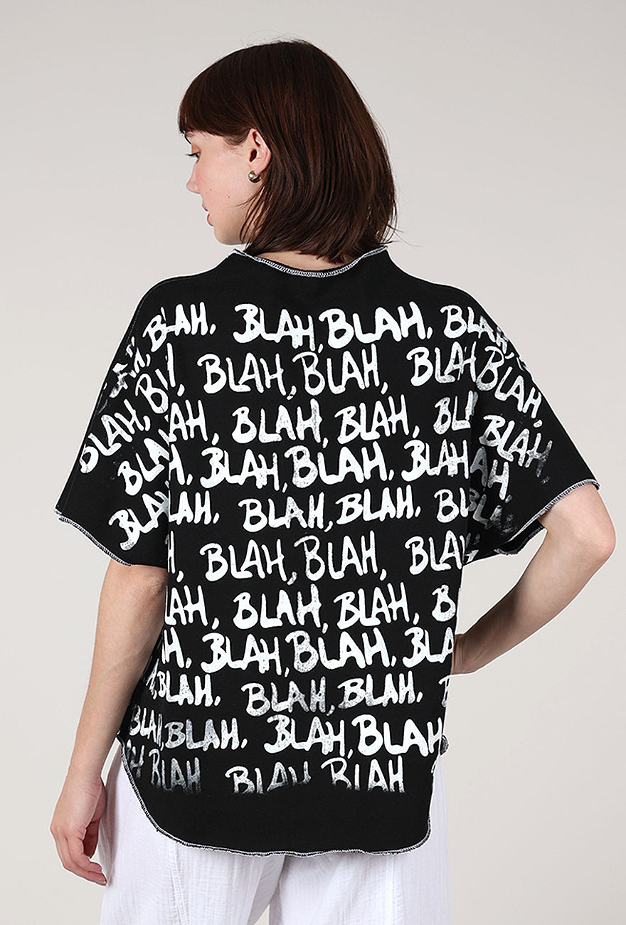 Paper Temples S/S Blah Blah Sweatshirt, Black/White 
