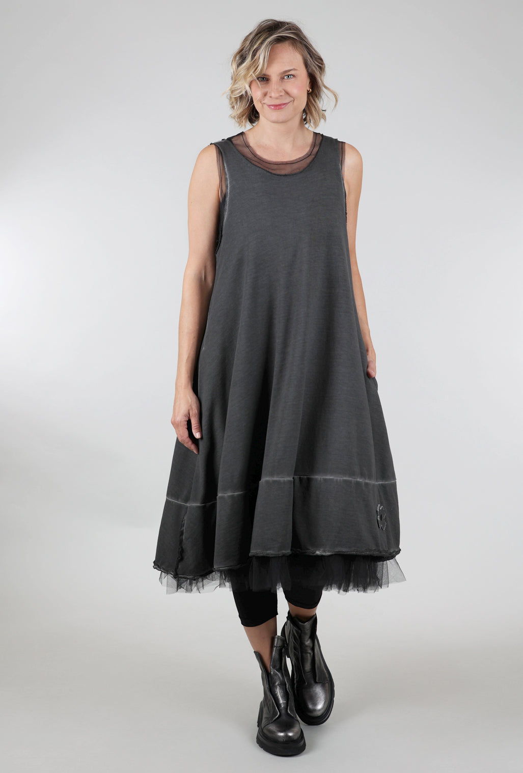 Pluslavie Terry Dress, Asphalt 