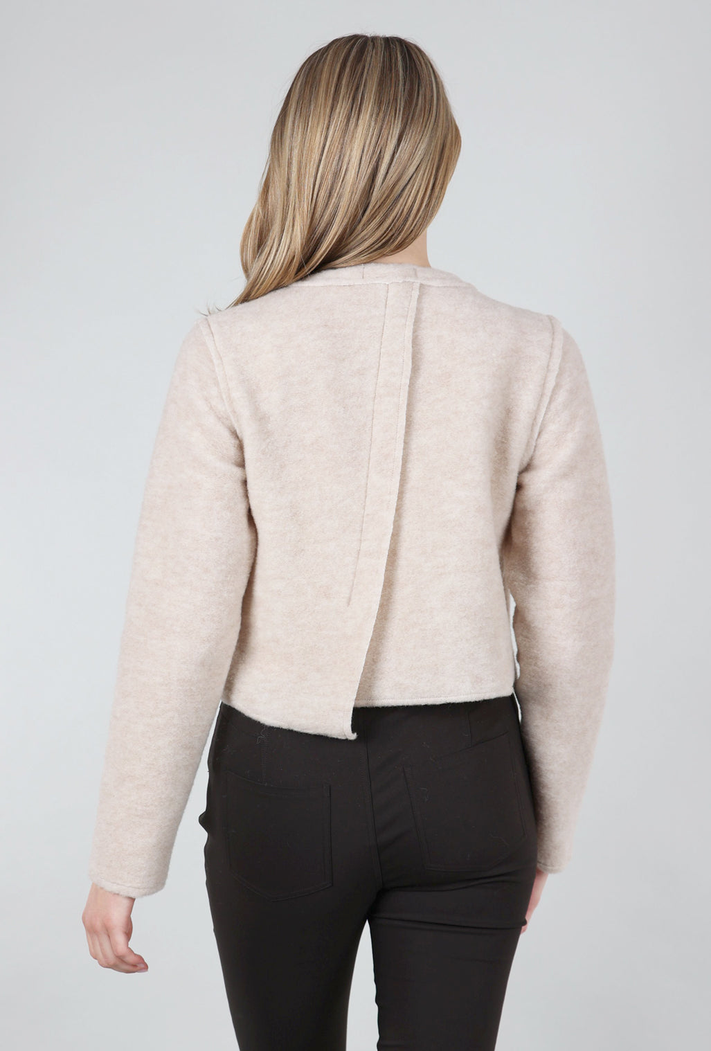 Cut Loose Boiled Wool Crop Asym Jacket, Moonbeam 