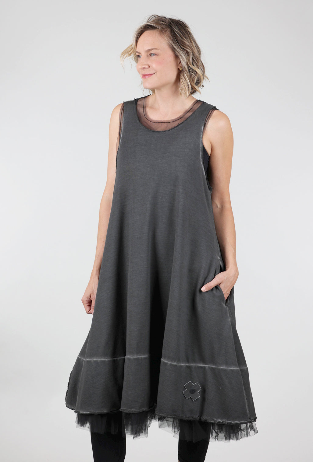 Pluslavie Terry Dress, Asphalt 