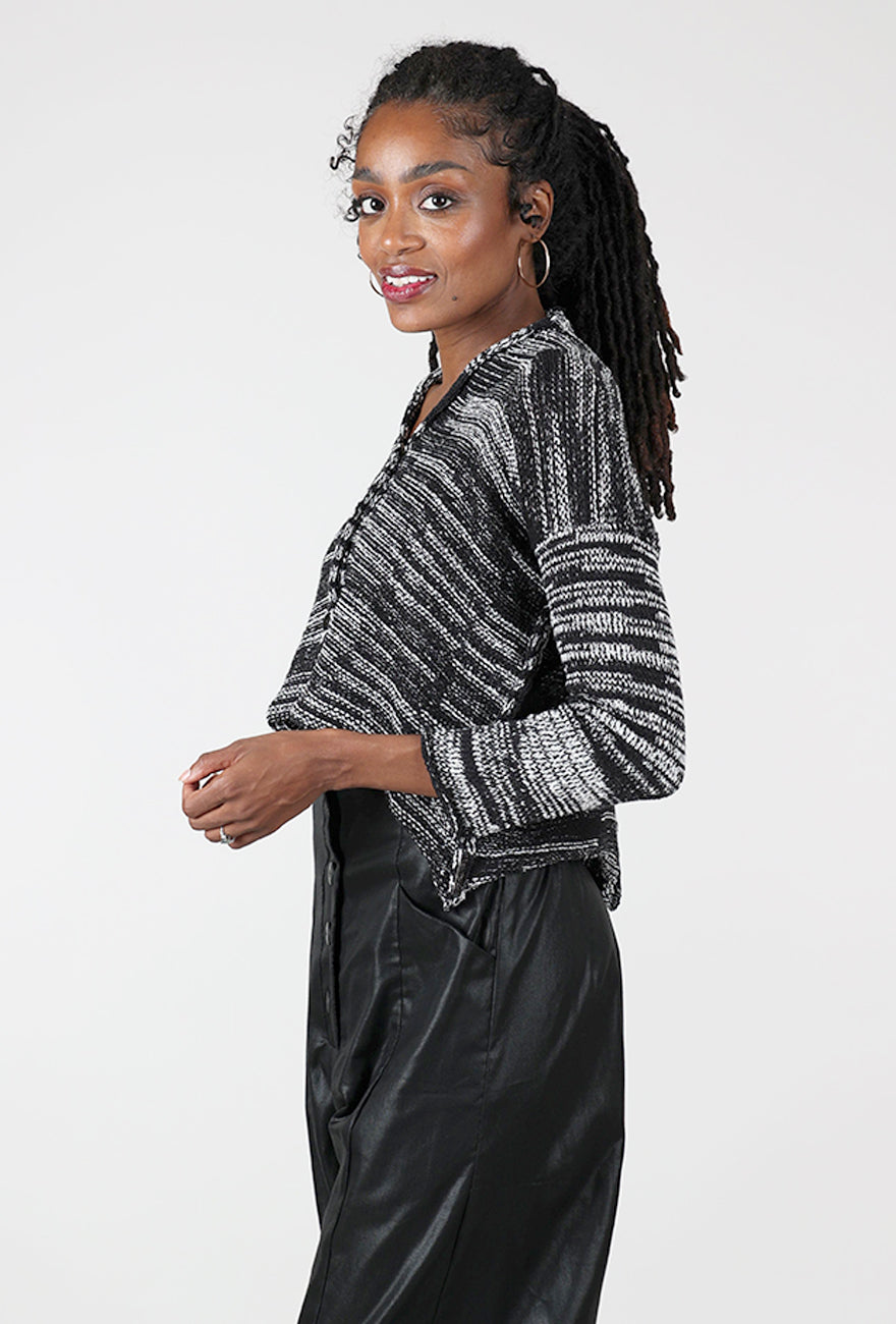 Paper Temples Cardi B Cardigan, Black Marl 