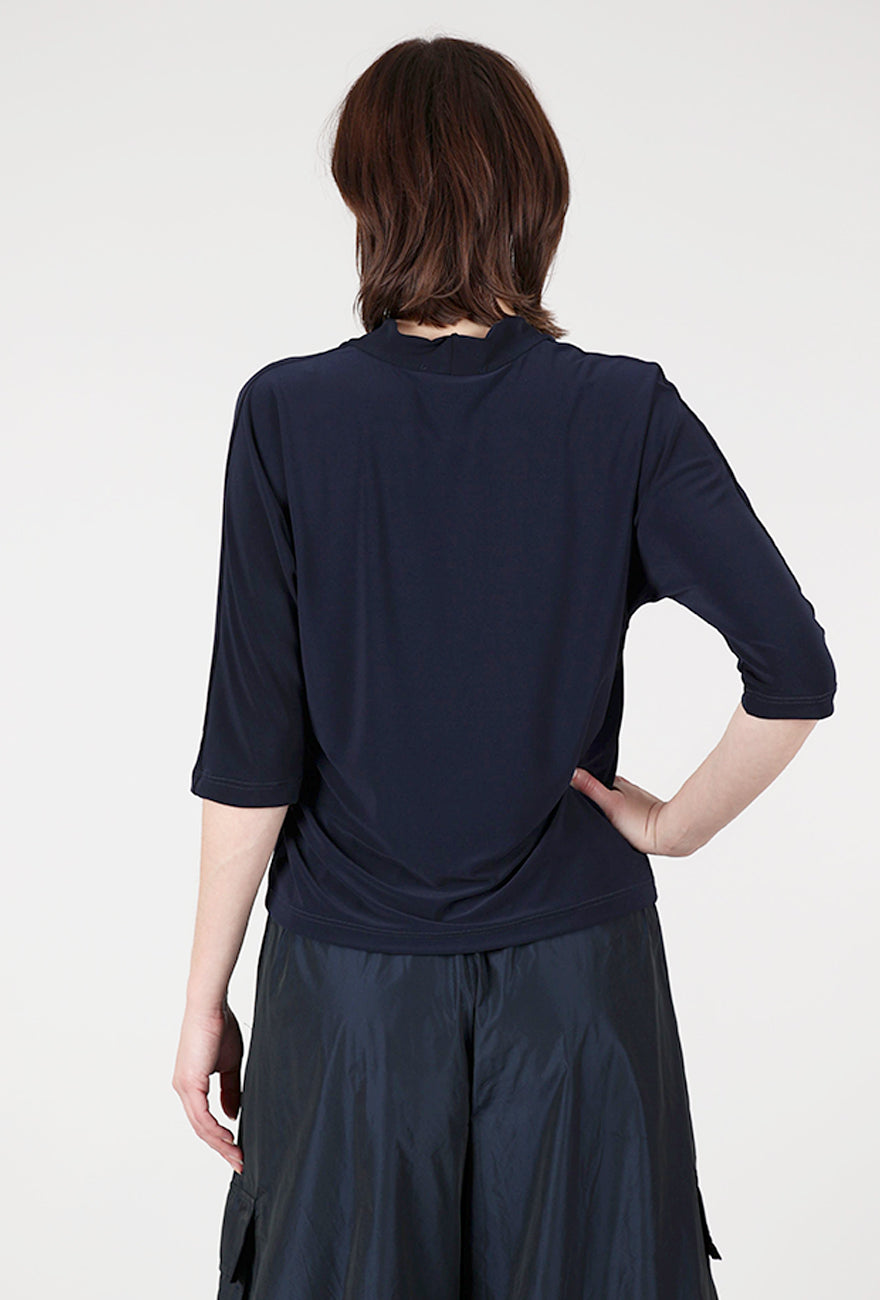 Alembika Matte Jersey Slim V Neck, Navy 