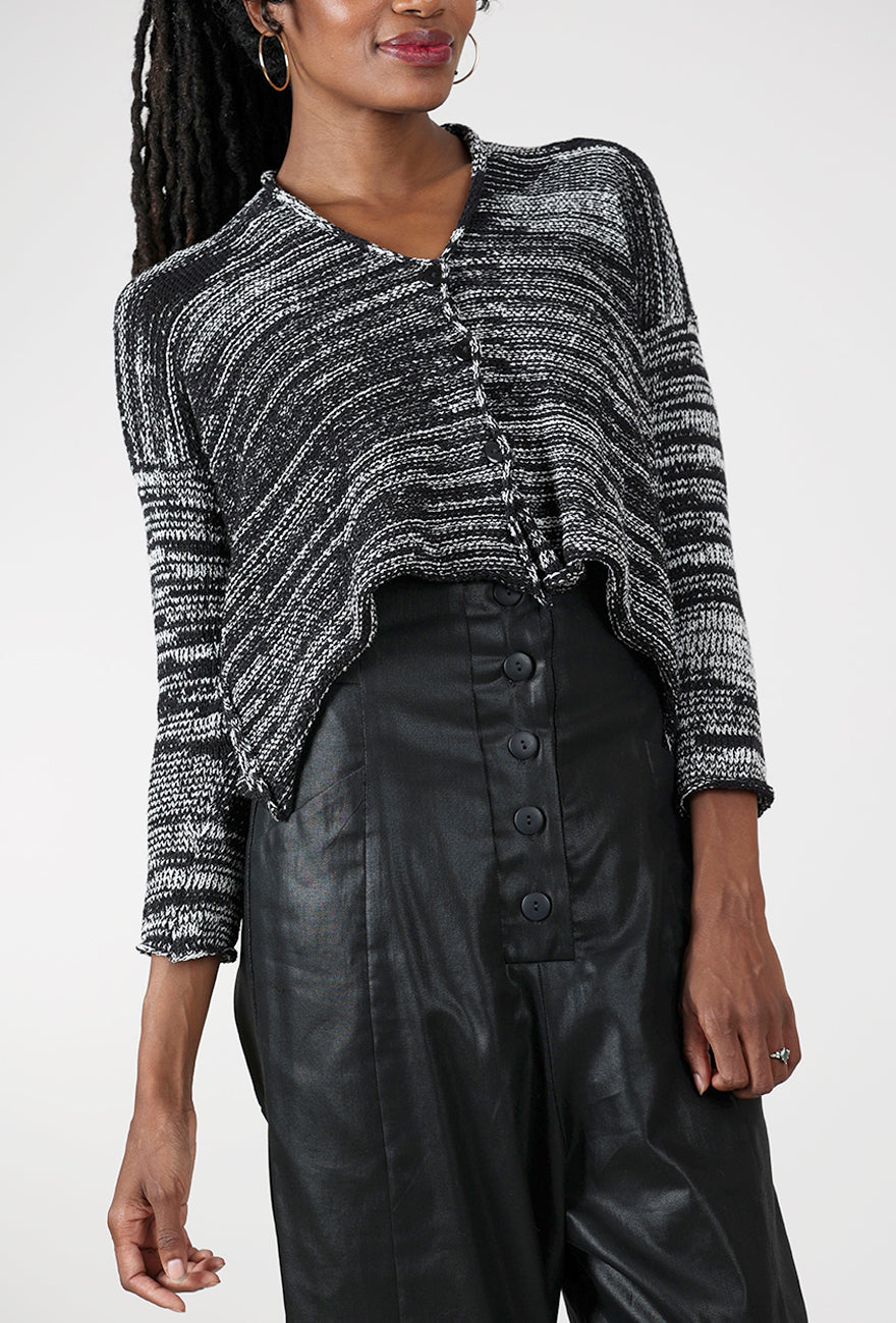 Paper Temples Cardi B Cardigan, Black Marl 