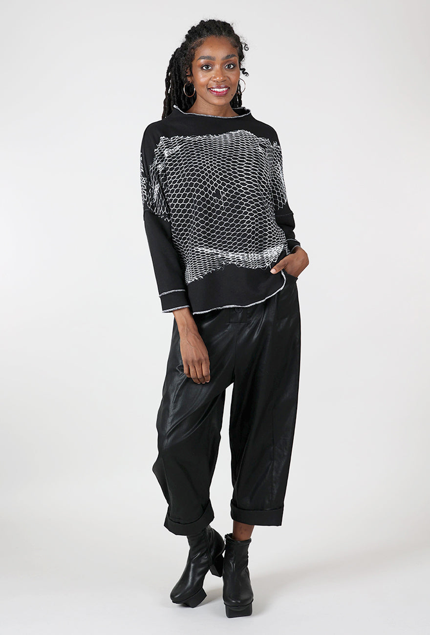 Paper Temples Mesh Print Sweatshirt, Black 