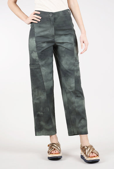 Ozai Poplin Print Pant, Olive 