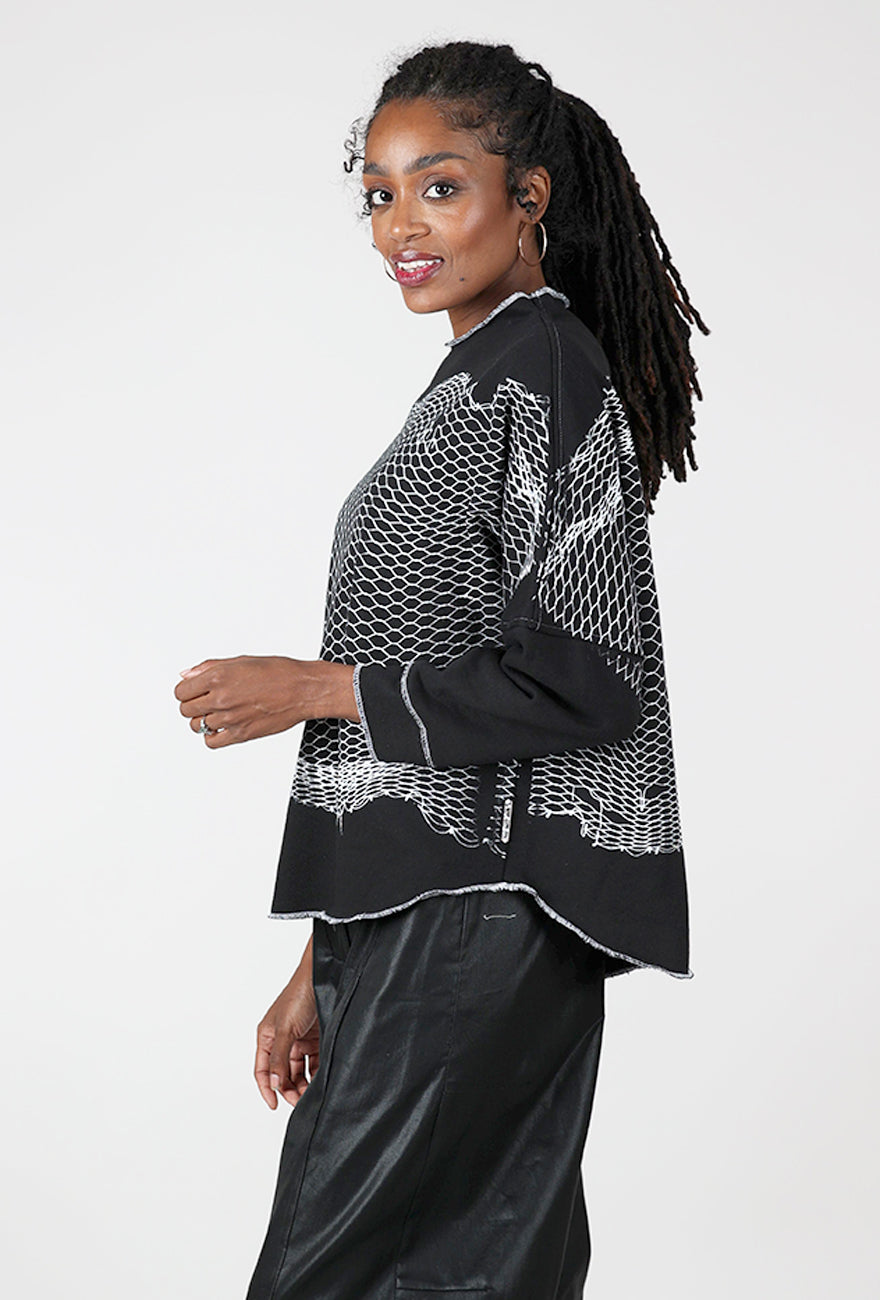 Paper Temples Mesh Print Sweatshirt, Black 