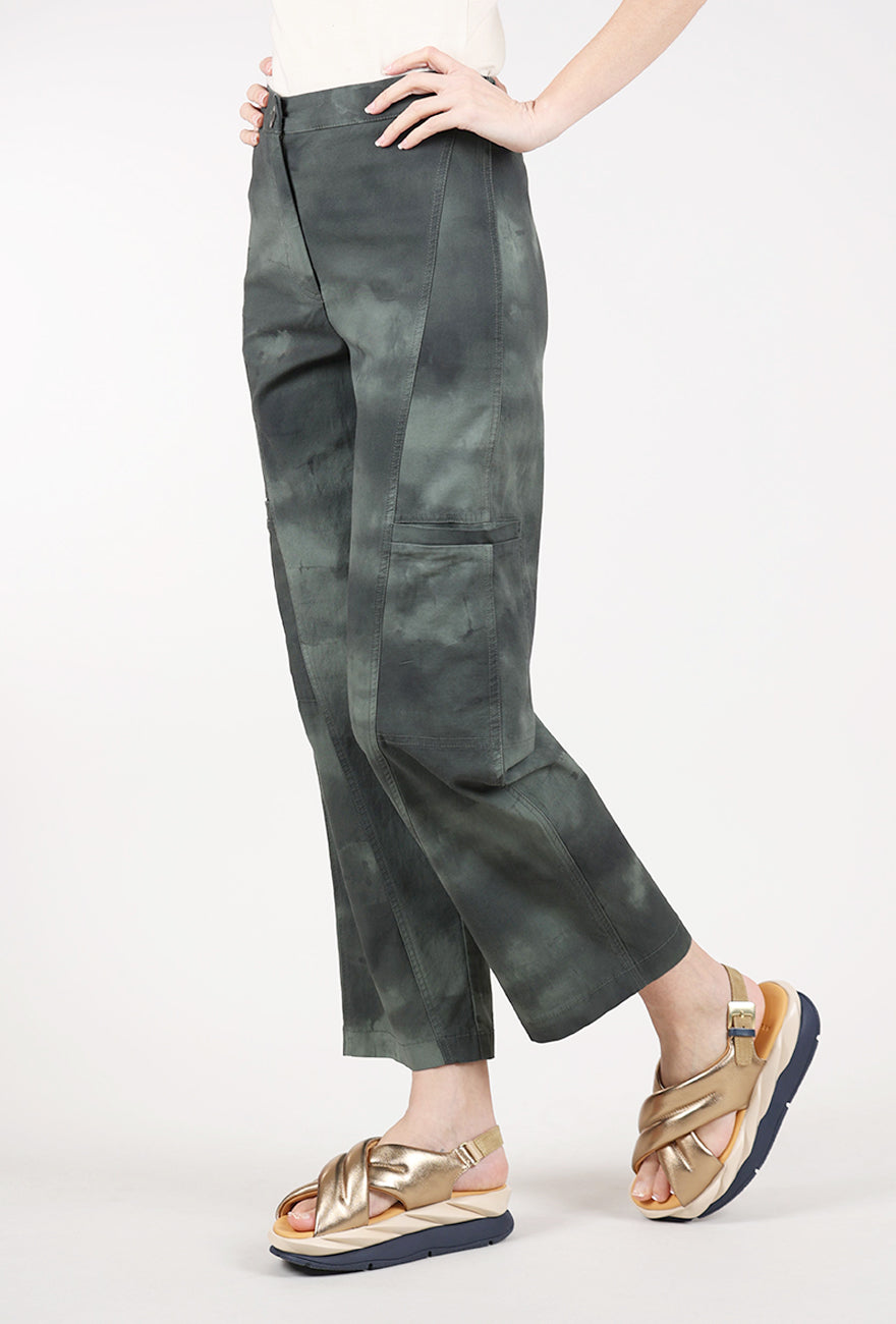 Ozai Poplin Print Pant, Olive 