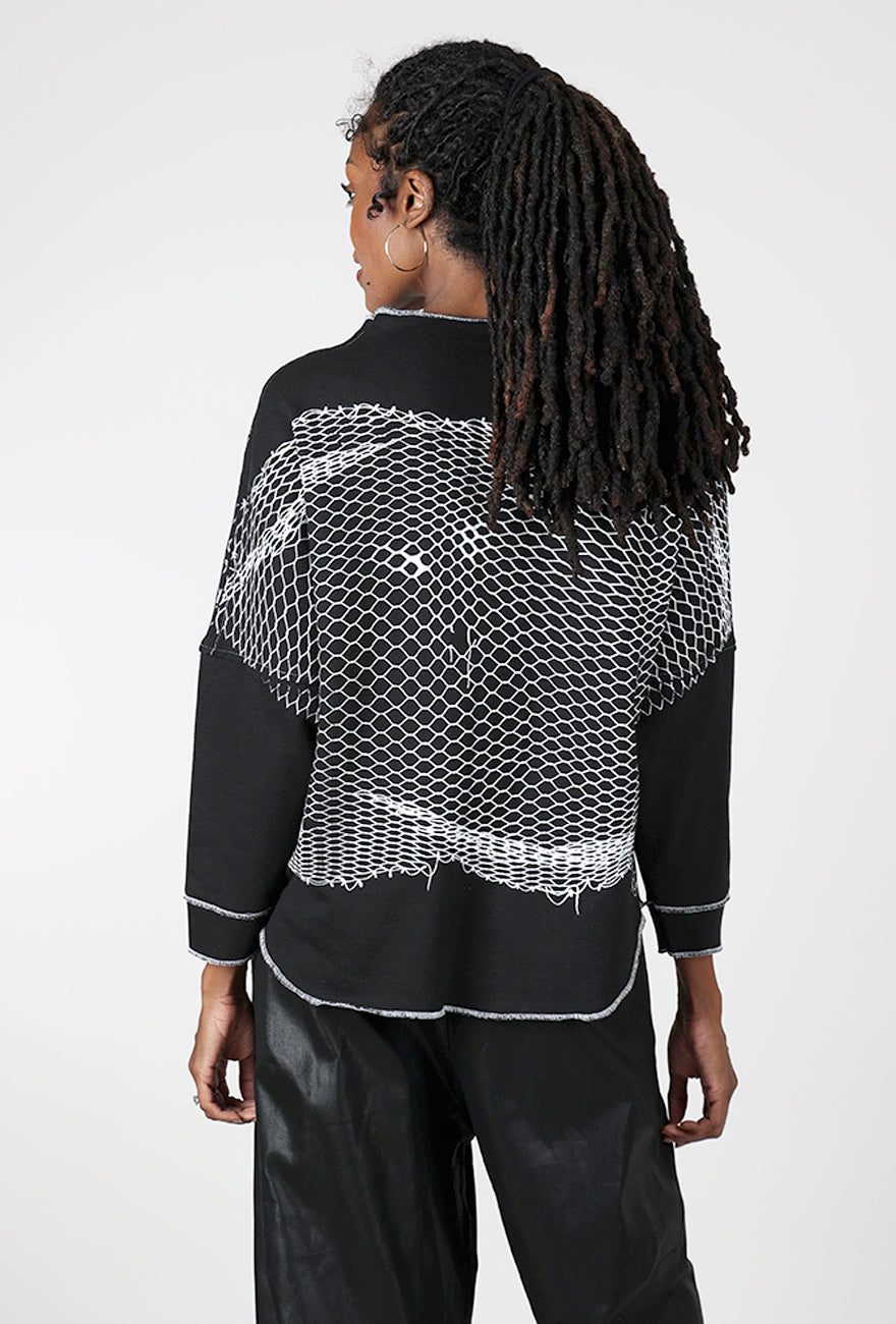Paper Temples Mesh Print Sweatshirt, Black 