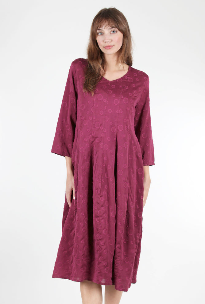 Grizas Tonal Dot Seamed Dress, Magenta 