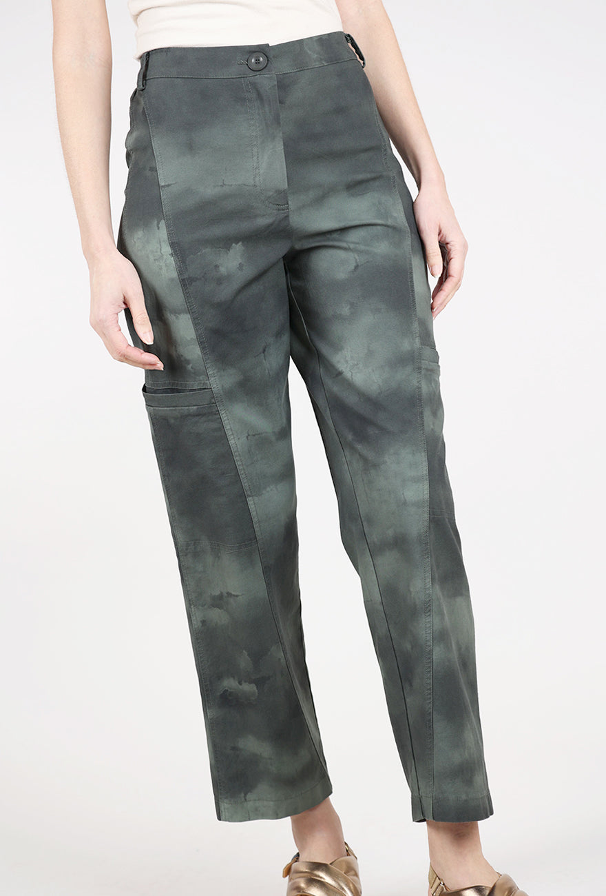 Ozai Poplin Print Pant, Olive 