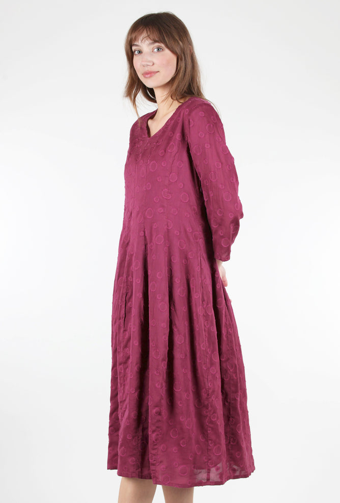 Grizas Tonal Dot Seamed Dress, Magenta 