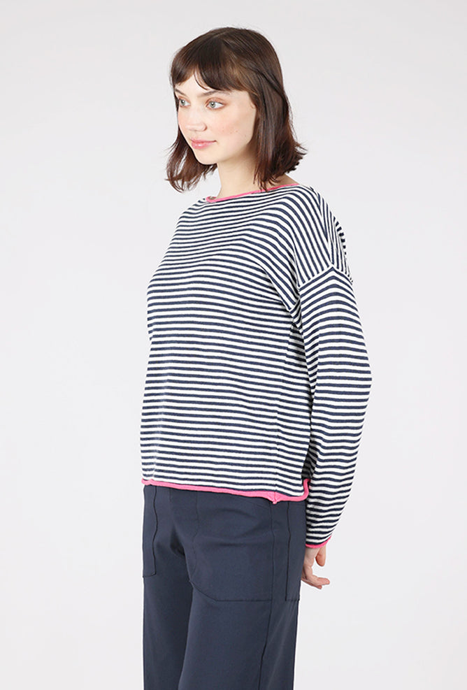 Alembika Hedy Stripe Sweater, Navy/Ecru 