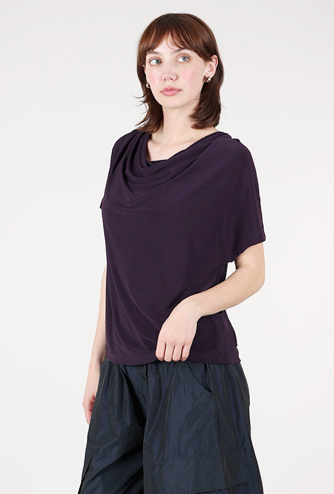 Alembika Drape Neck Matte Jersey Top, Purple 