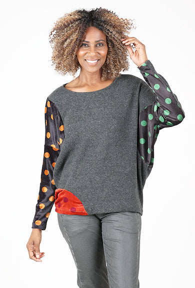 Alembika Polly Knit Top, Charcoal Mix 