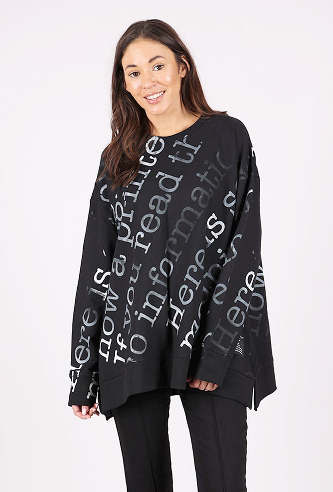 Paper Temples Aline Sweatshirt, Black/Ombre Type 