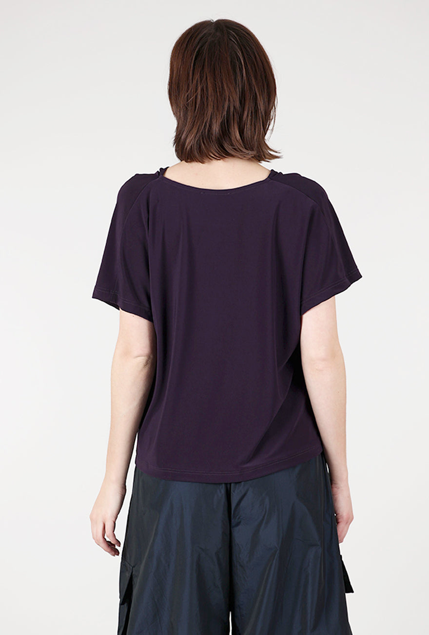 Alembika Drape Neck Matte Jersey Top, Purple 