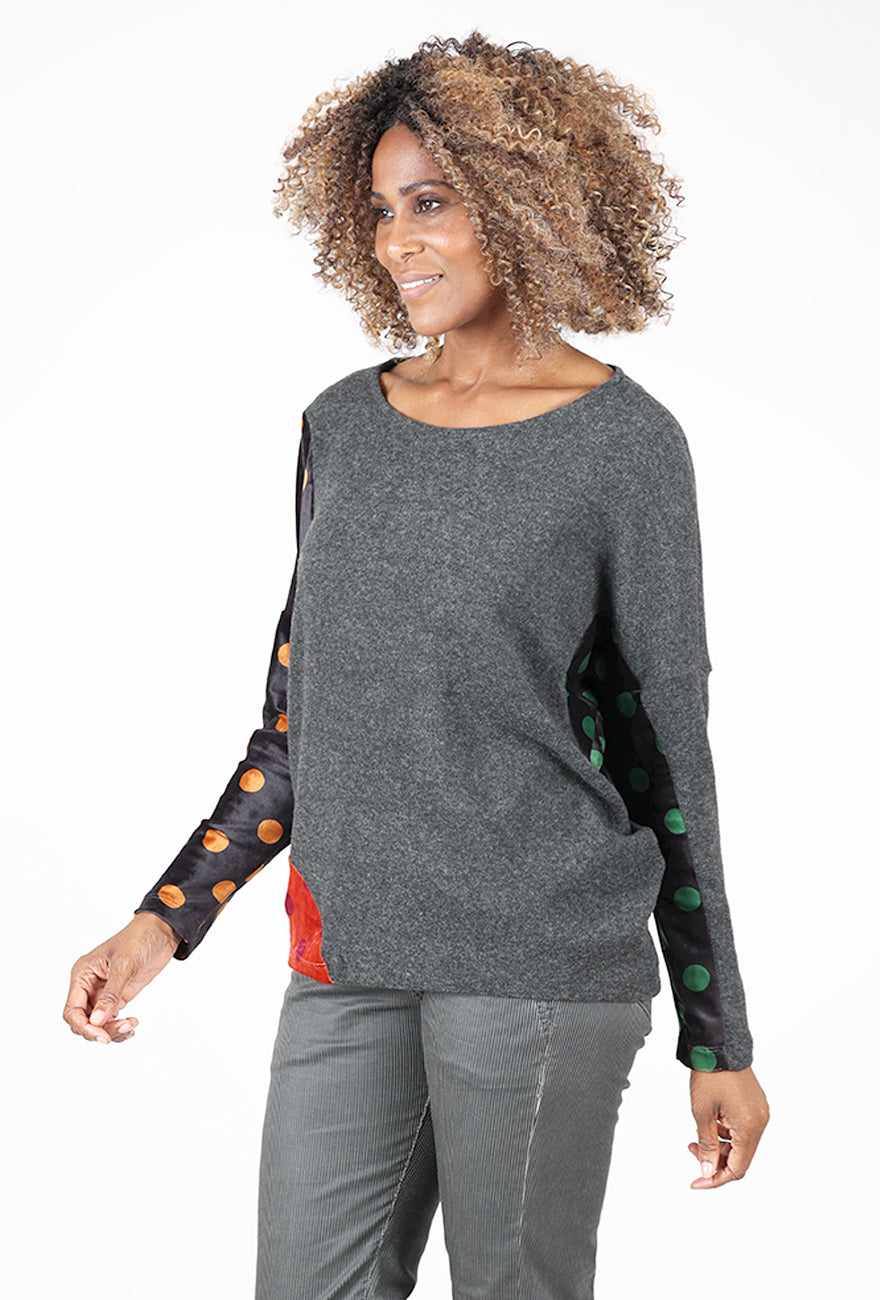Polly Knit Top, Charcoal Mix