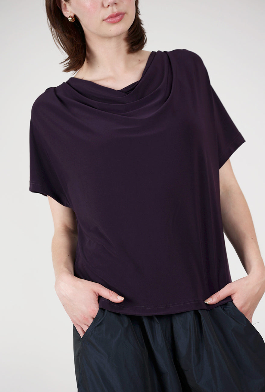 Alembika Drape Neck Matte Jersey Top, Purple 