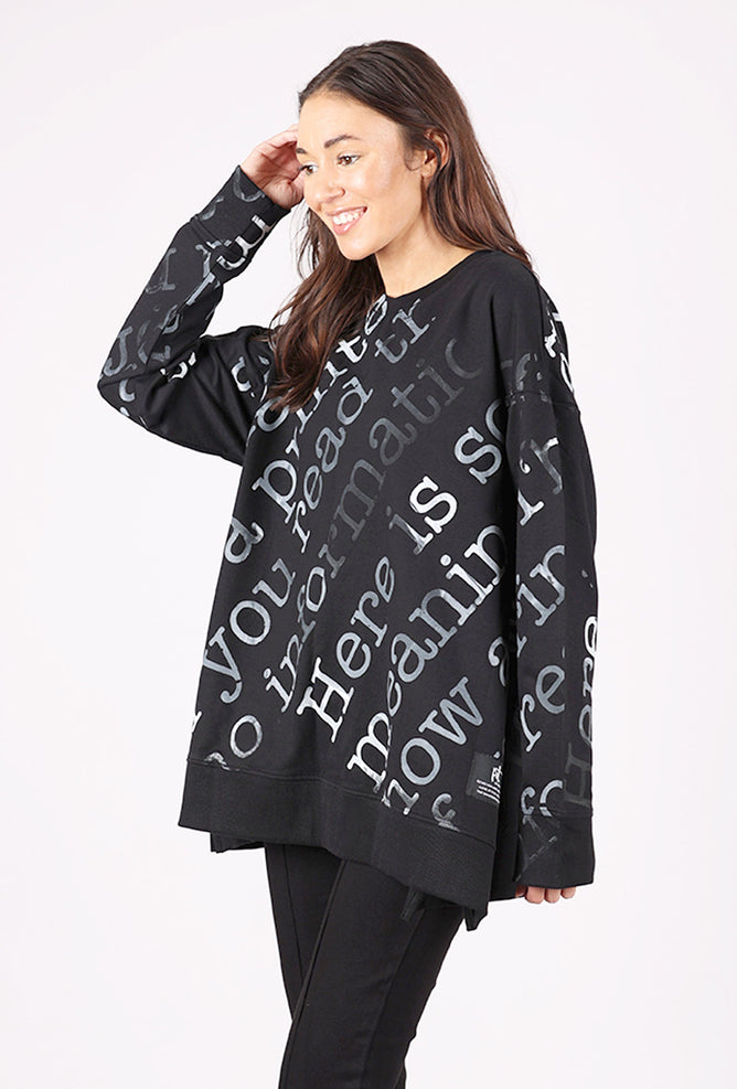 Paper Temples Aline Sweatshirt, Black/Ombre Type 