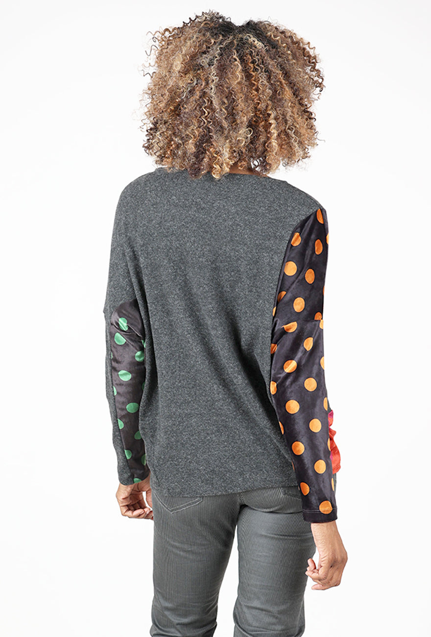 Polly Knit Top, Charcoal Mix Angle 3